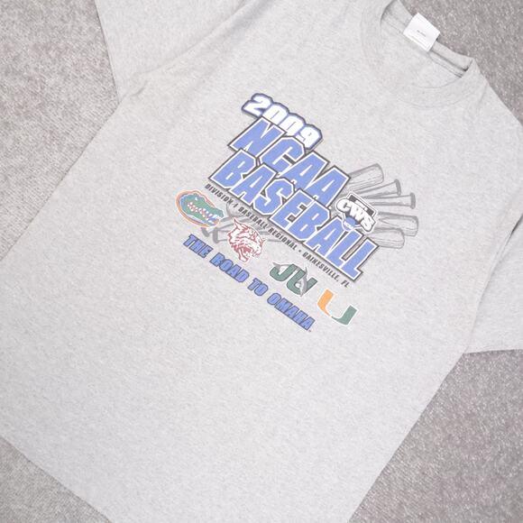 2009 NCAA Baseball USA Sports Large Gray Short Sleeve T-Shirt - Picture 7 of 9